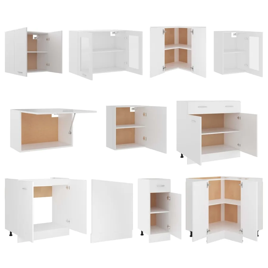 Ensemble de 11 meubles de cuisine "Lyon" en bois d'ingénierie blanc - 5