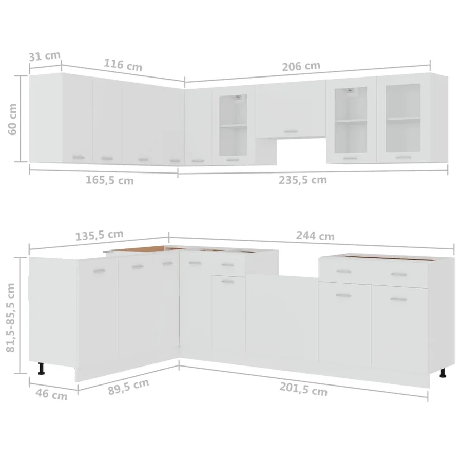 Ensemble de 11 meubles de cuisine "Lyon" en bois d'ingénierie blanc - 7