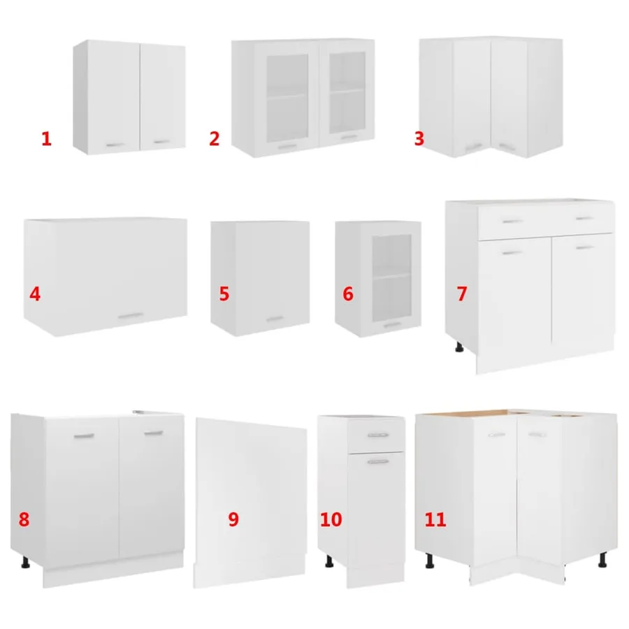 Ensemble de 11 meubles de cuisine "Lyon" en bois d'ingénierie blanc - 8