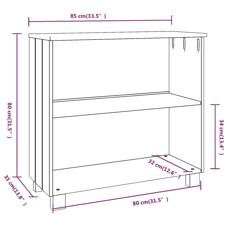 Buffet HAMAR Blanc 85x35x80 cm Bois massif de pin - 7
