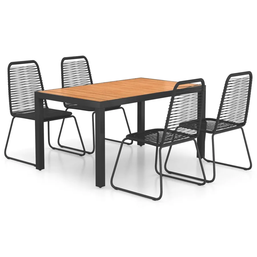 Ensemble à manger de jardin 5pcs PVC résine tressée noir marron - 2