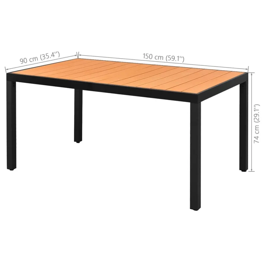 Ensemble à manger de jardin 5pcs PVC résine tressée noir marron - 8