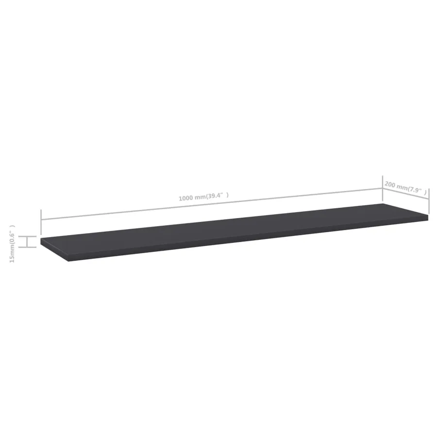 Panneaux de bibliothèque 4 pcs Gris 100x20x1,5 cm Aggloméré - 5