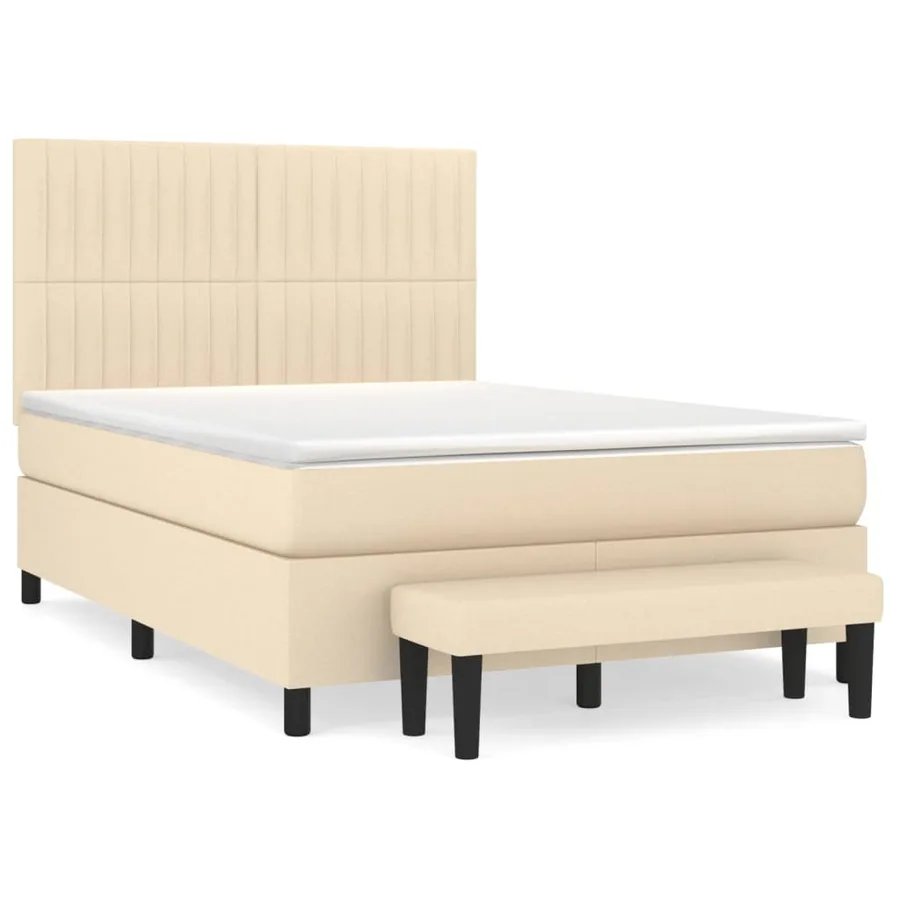 Sommier à lattes de lit avec matelas Crème 140x190 cm Tissu - 2