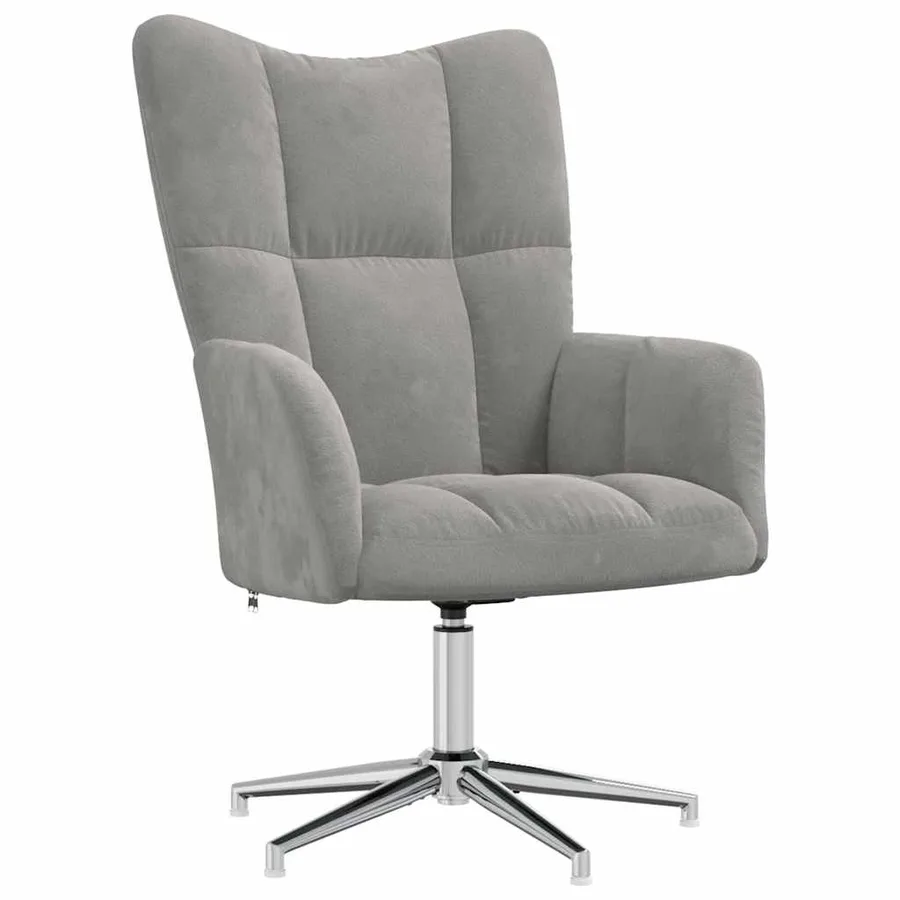 Chaise de relaxation avec tabouret Gris clair Velours - 6