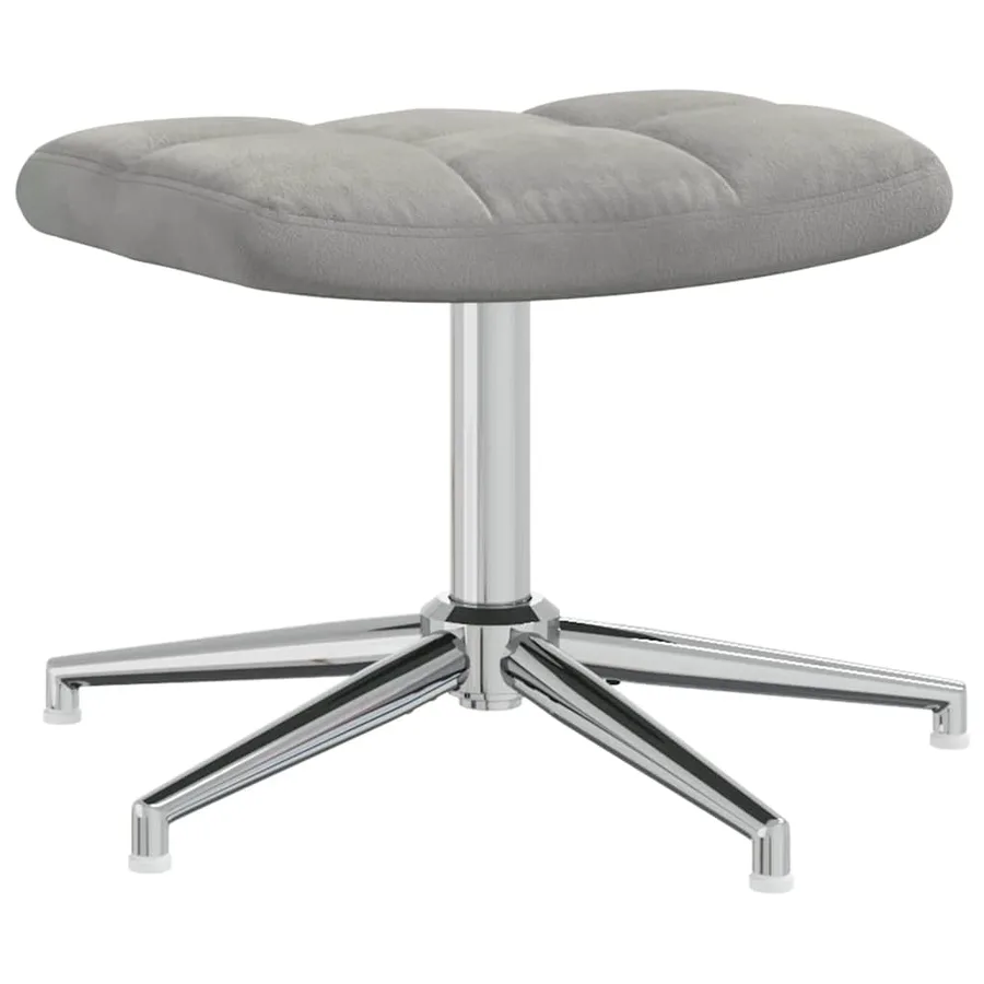 Chaise de relaxation avec tabouret Gris clair Velours - 7