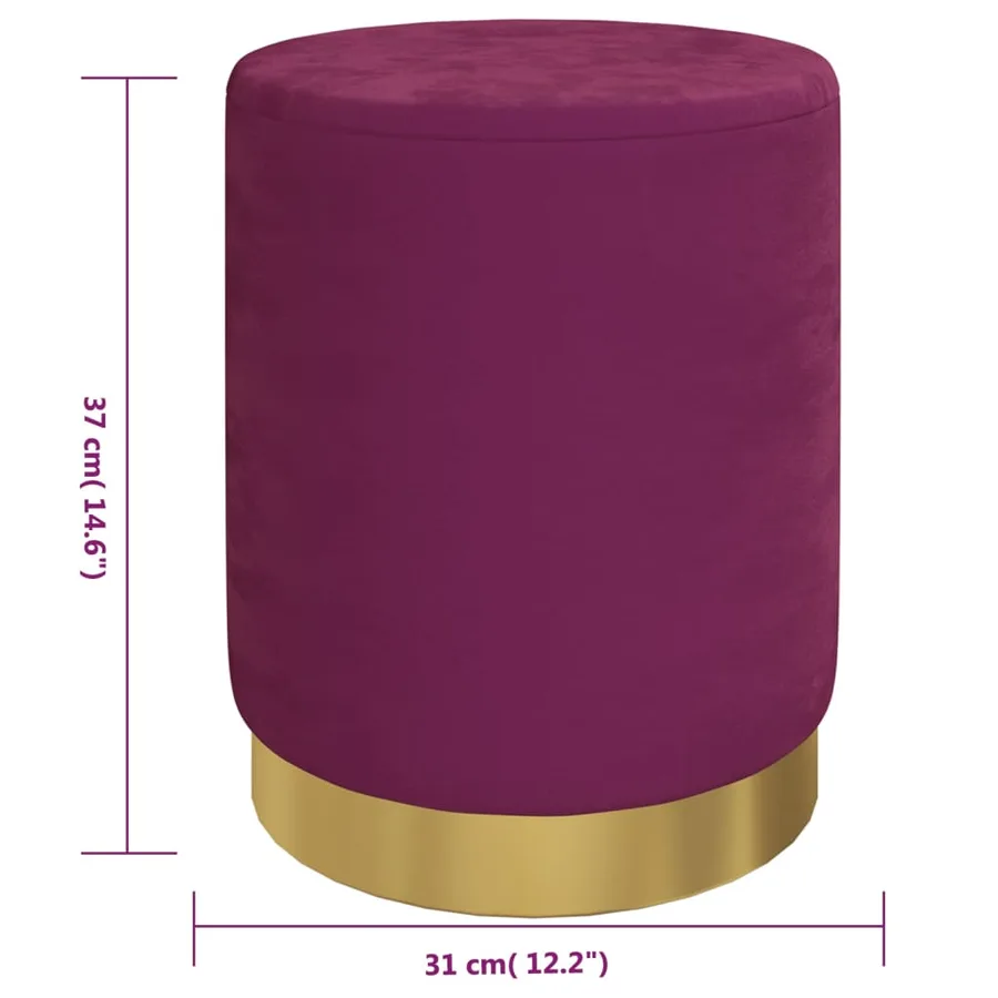 Tabouret de rangement rond Violet Velours 31 x 37 cm - 6