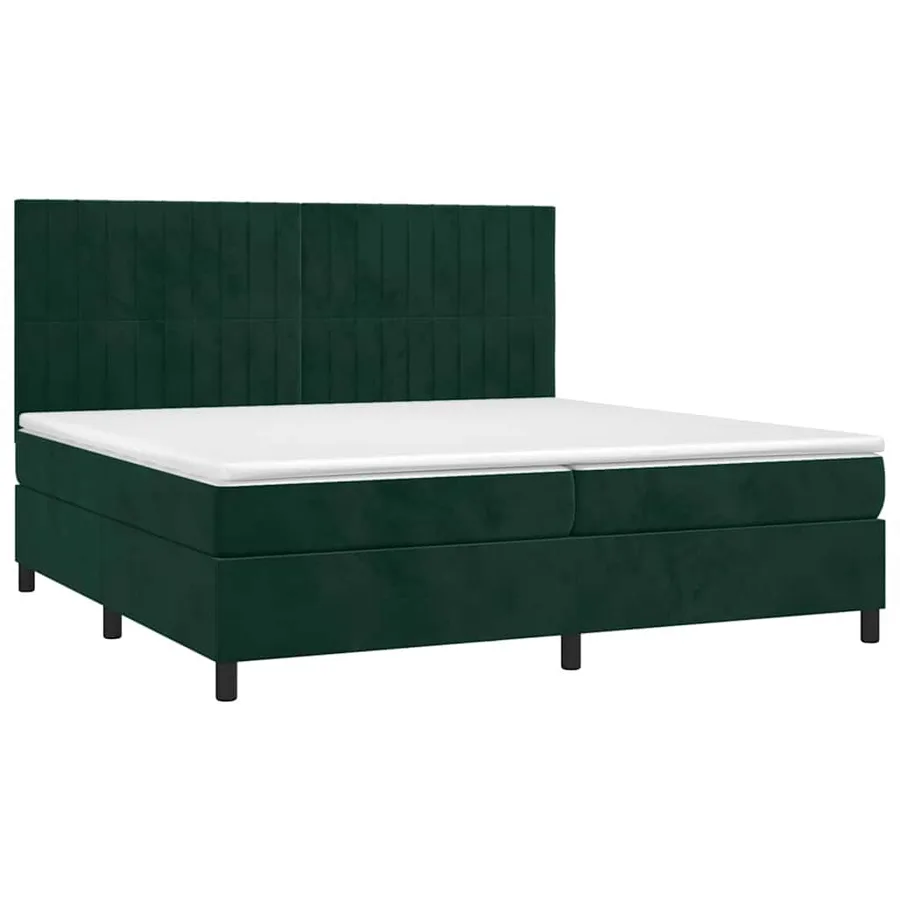 Sommier à lattes de lit matelas et LED Vert foncé 200x200 cm - 3