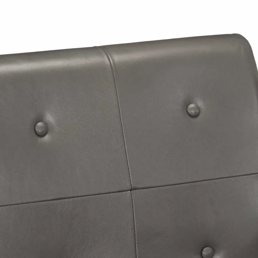 Fauteuil gris cuir véritable - 6