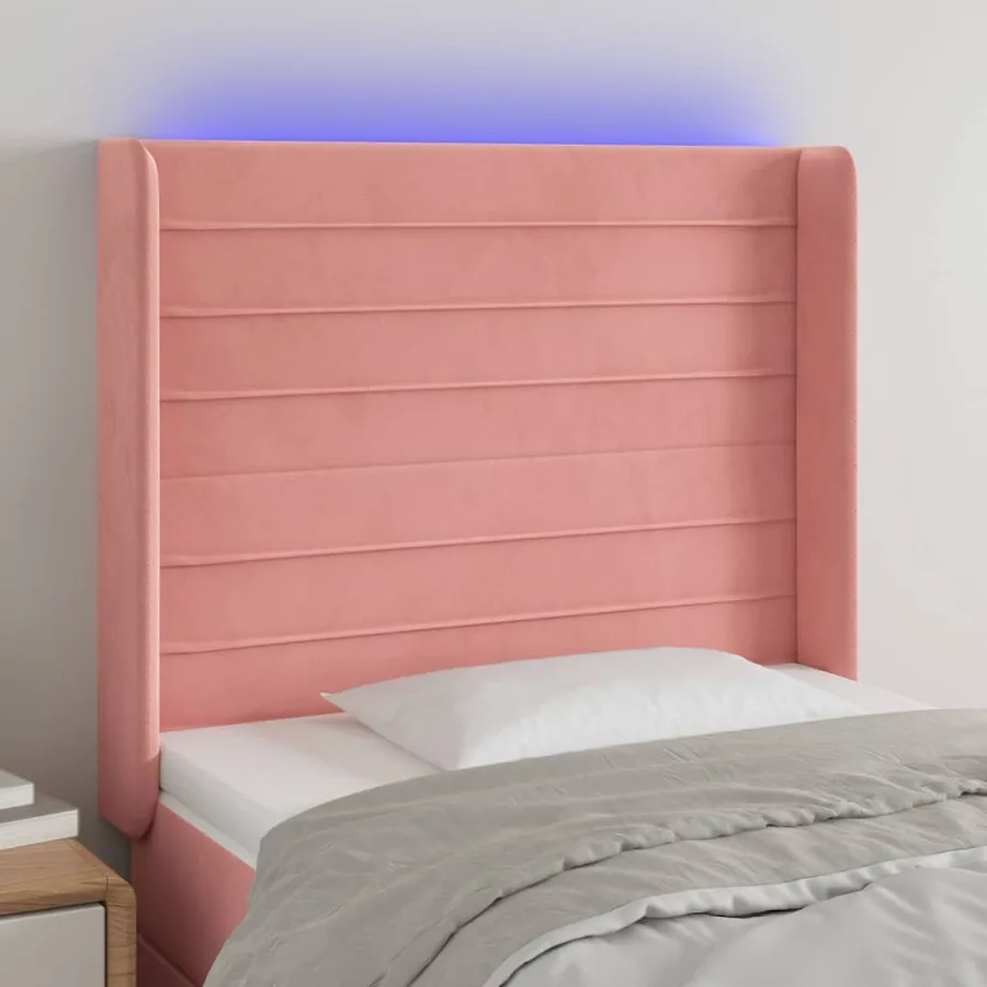 Tête de lit à LED Rose 83x16x118/128 cm Velours