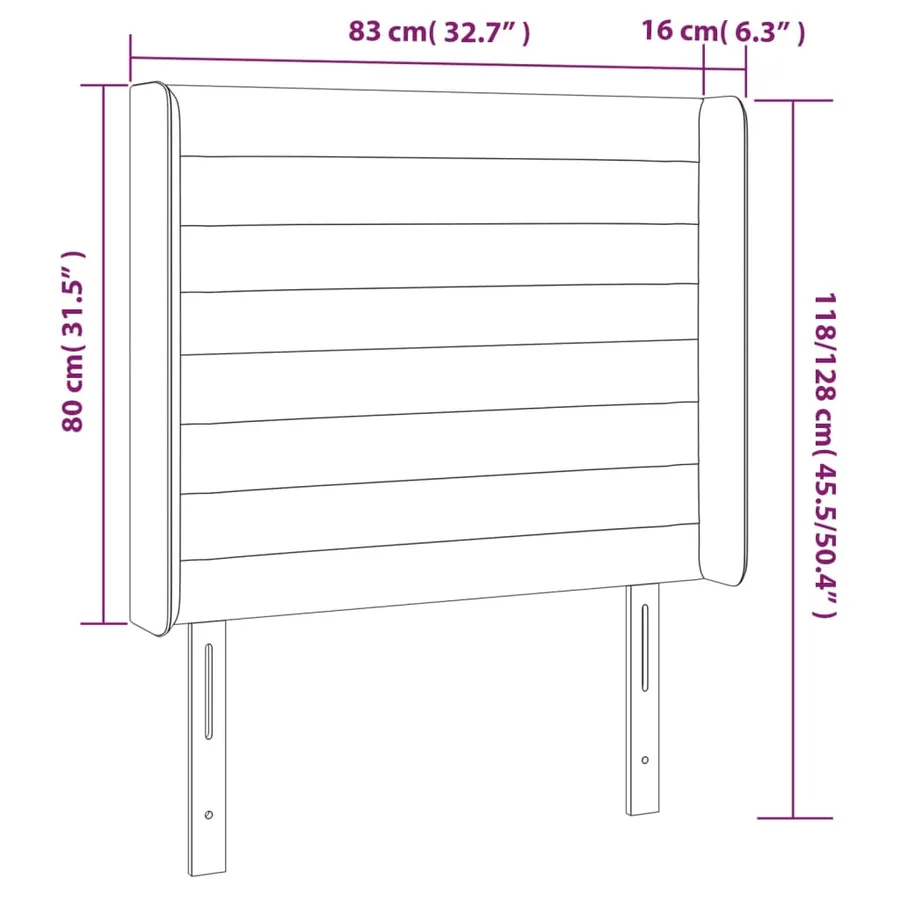 Tête de lit à LED Rose 83x16x118/128 cm Velours - 6