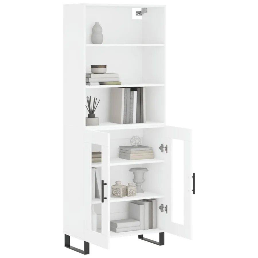 Buffet haut Blanc 69,5x34x180 cm Bois d'ingénierie - 3