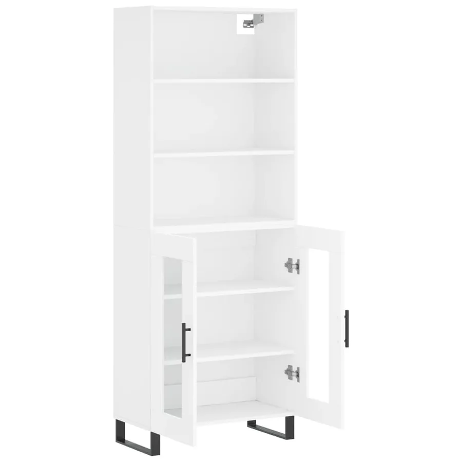 Buffet haut Blanc 69,5x34x180 cm Bois d'ingénierie - 4