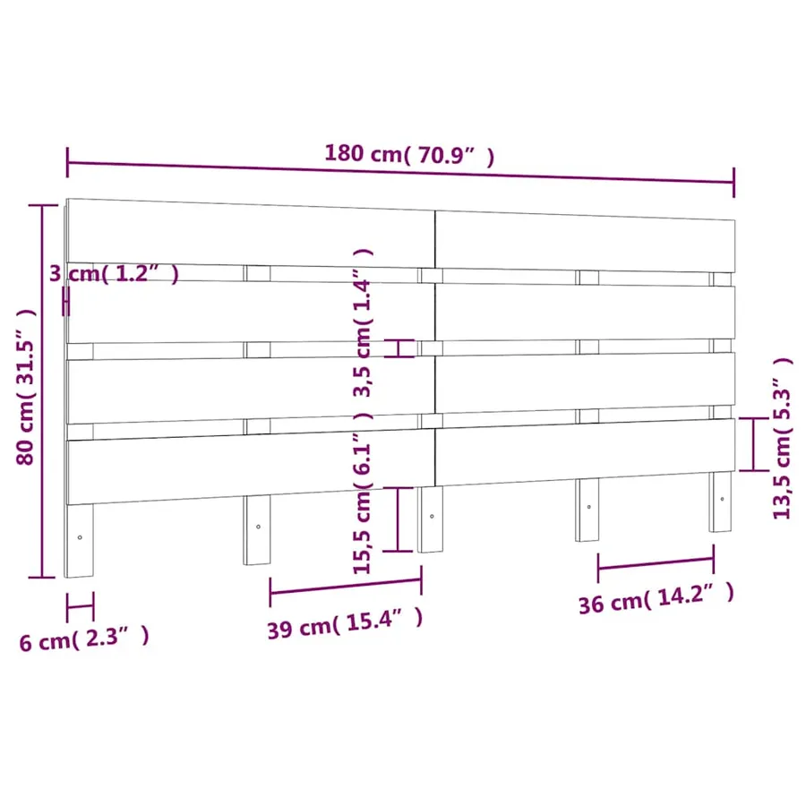 Tête de lit Blanc 180x3x80 cm Bois massif de pin - 6