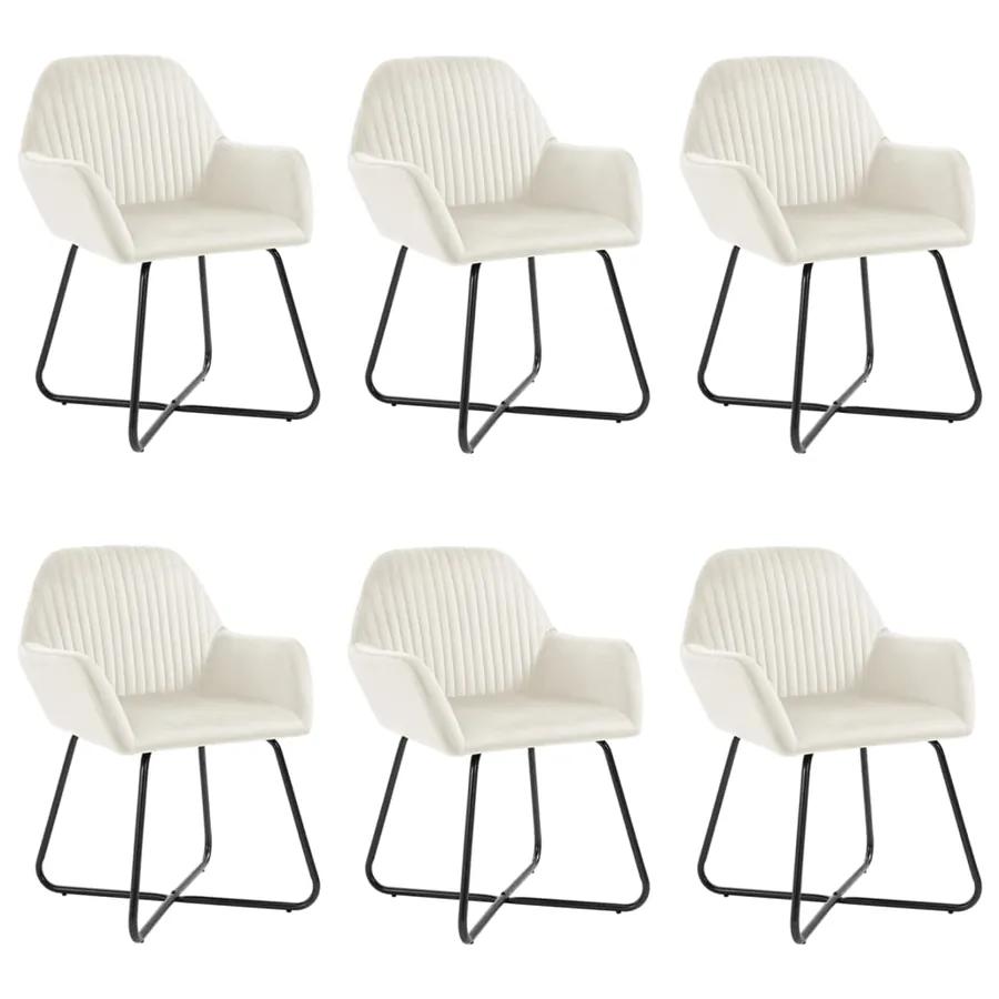 Chaises à manger lot de 6 crème velours