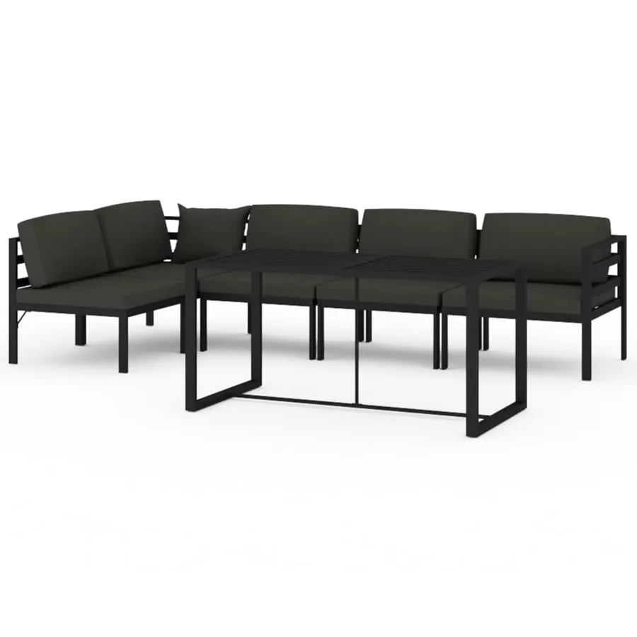 Salon de jardin 6 pcs avec coussins Aluminium Anthracite - 2
