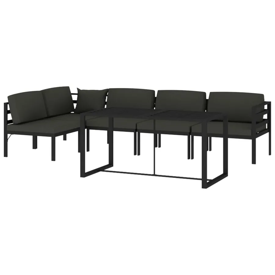 Salon de jardin 6 pcs avec coussins Aluminium Anthracite - 3