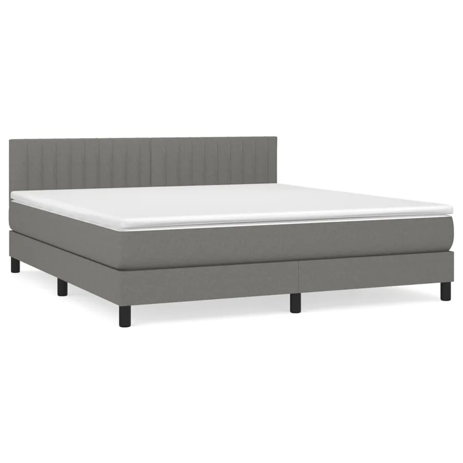 Sommier à lattes de lit avec matelas Gris foncé 160x200cm Tissu - 2
