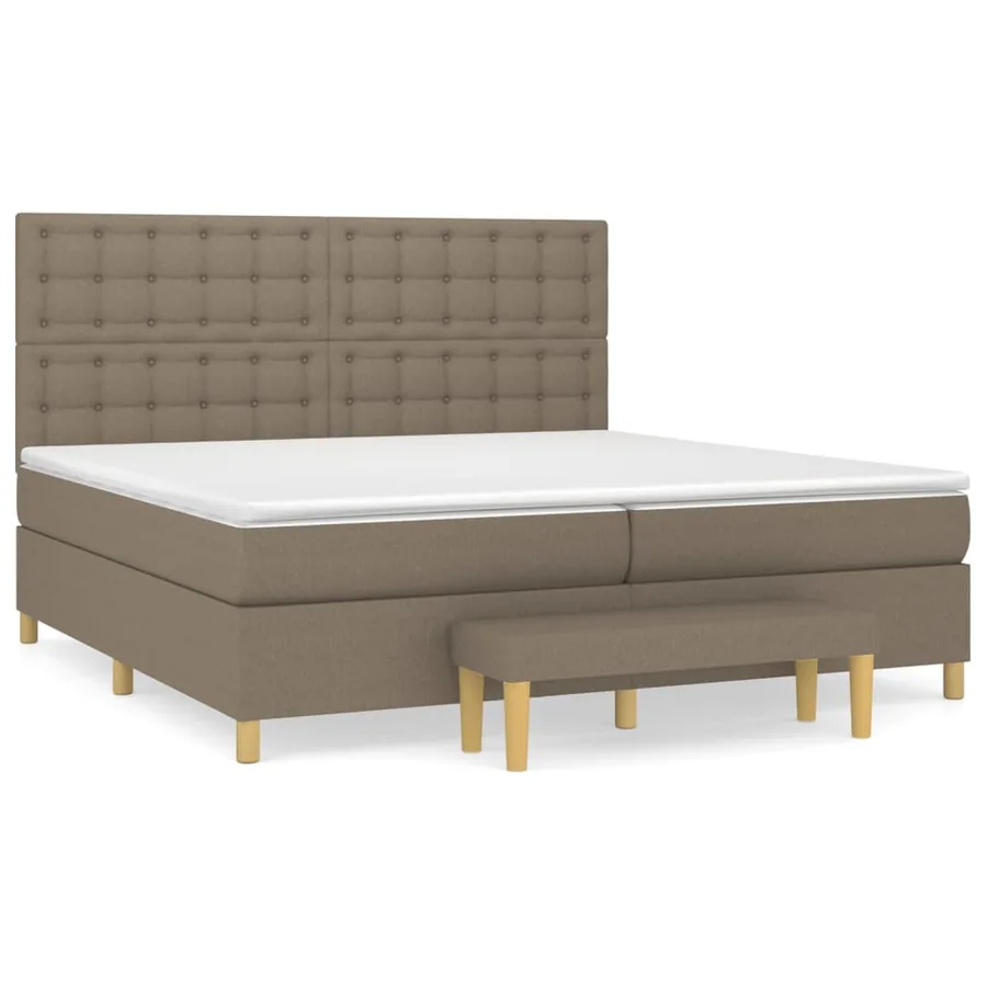 Sommier à lattes de lit avec matelas Taupe 200x200 cm Tissu - 2