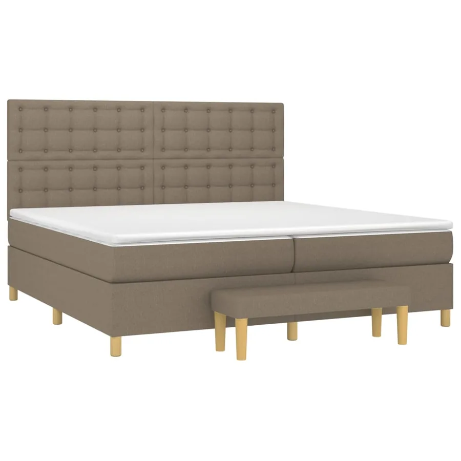 Sommier à lattes de lit avec matelas Taupe 200x200 cm Tissu - 3