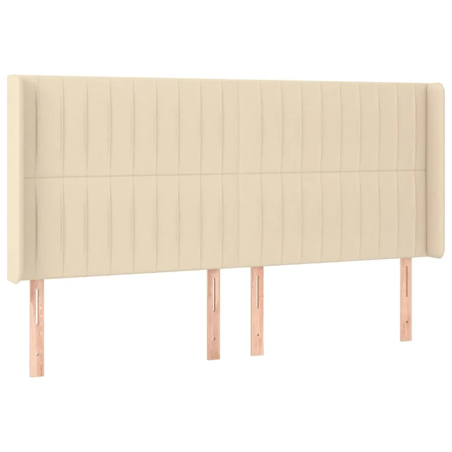 Sommier à lattes de lit matelas et LED Crème 180x200 cm Tissu - 7