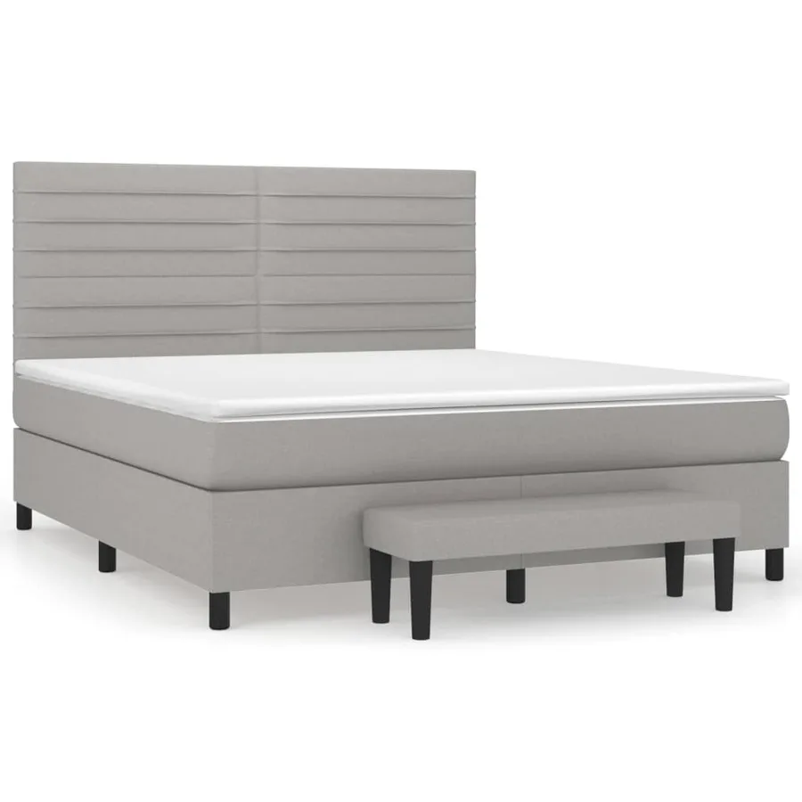 Sommier à lattes de lit avec matelas Gris clair 160x200cm Tissu - 2