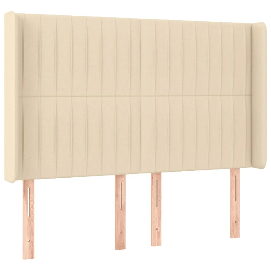 Sommier à lattes de lit matelas et LED Crème 140x190 cm Tissu - 7