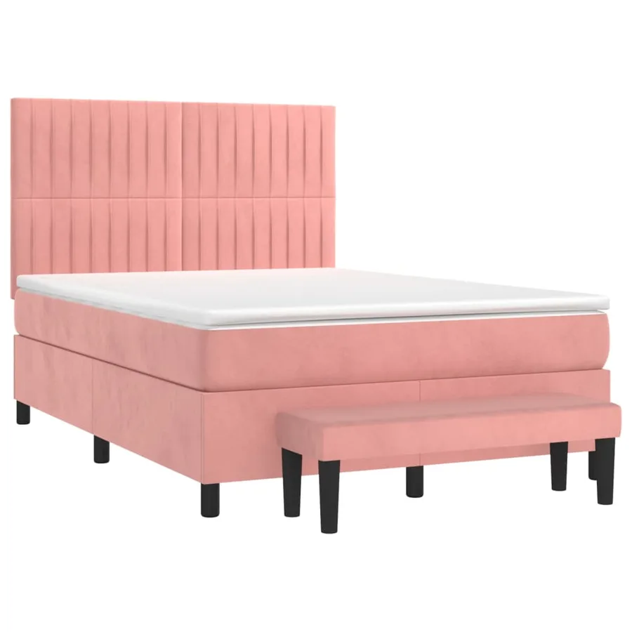 Sommier à lattes de lit avec matelas Rose 140x190 cm Velours - 3