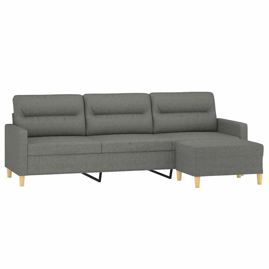 Canapé à 3 places avec repose-pieds Gris foncé 210 cm Tissu - 3