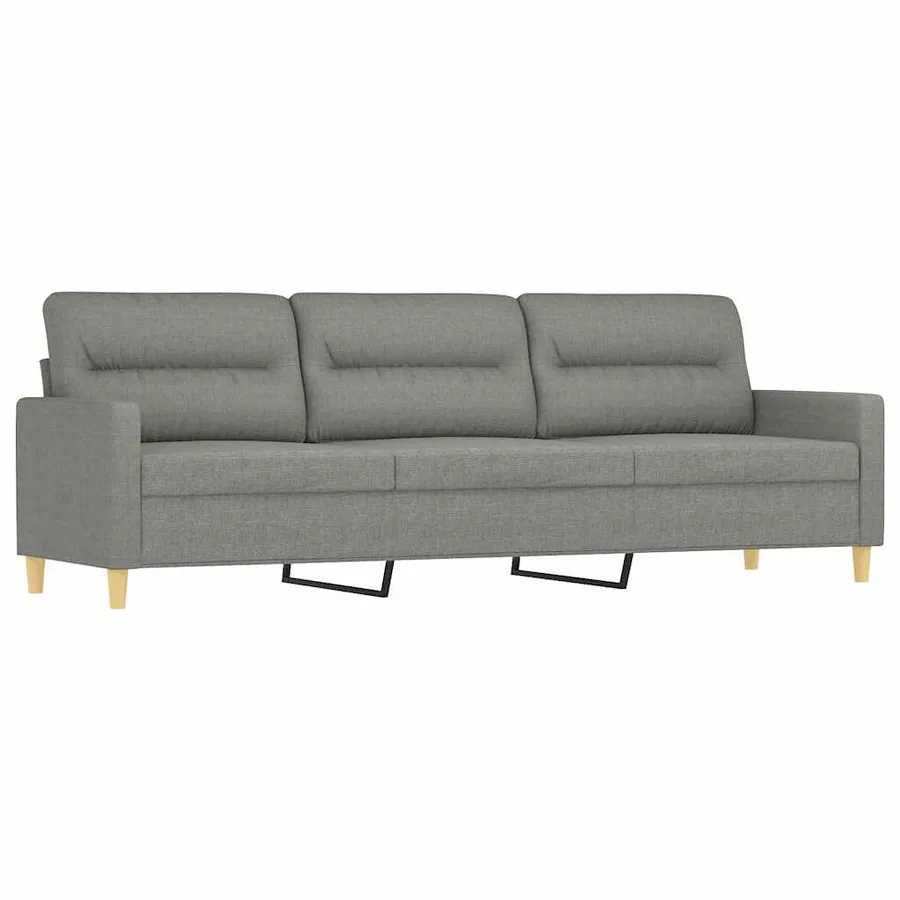 Canapé à 3 places avec repose-pieds Gris foncé 210 cm Tissu - 4