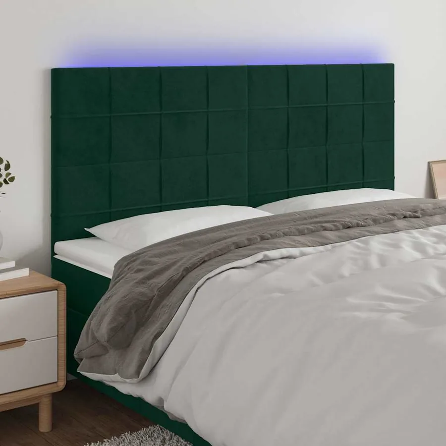 Tête de lit à LED Vert foncé 160x5x118/128 cm Velours