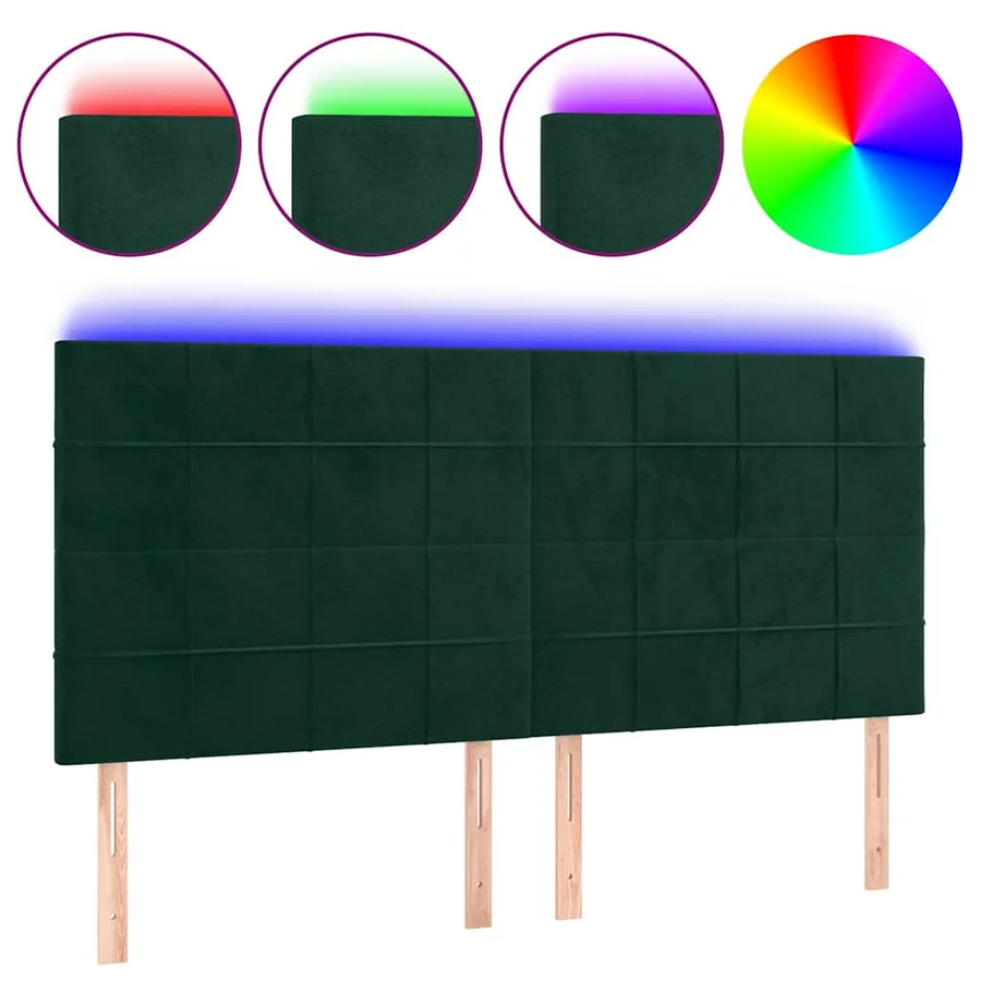 Tête de lit à LED Vert foncé 160x5x118/128 cm Velours - 2