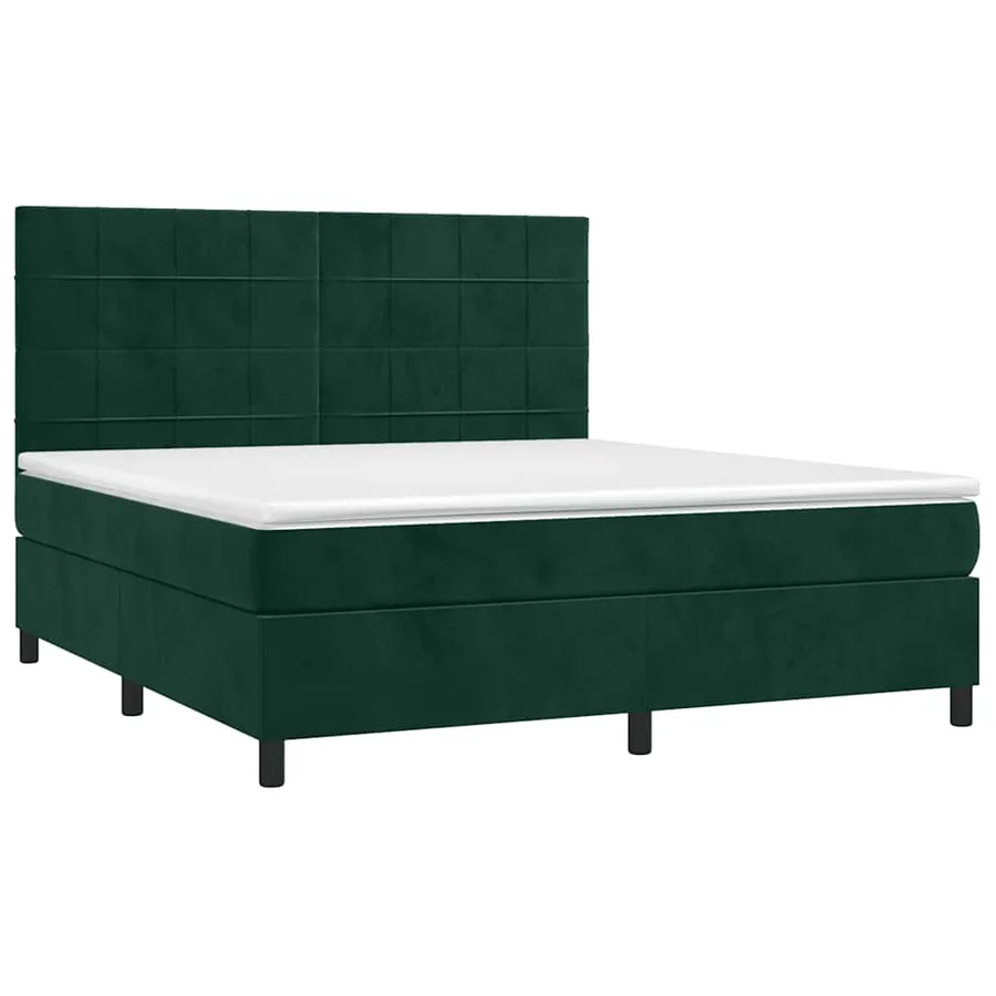 Sommier à lattes de lit matelas et LED Vert foncé 160x200 cm - 3