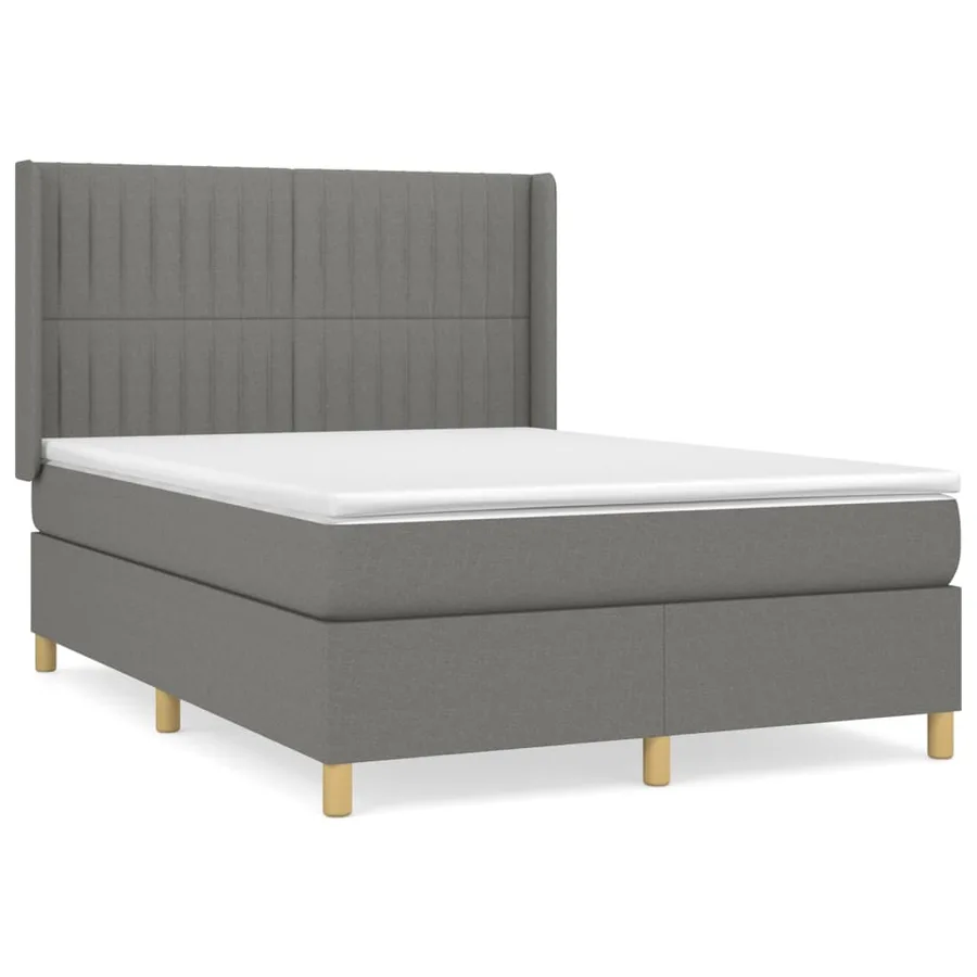 Sommier à lattes de lit avec matelas Gris foncé 140x190cm Tissu - 2