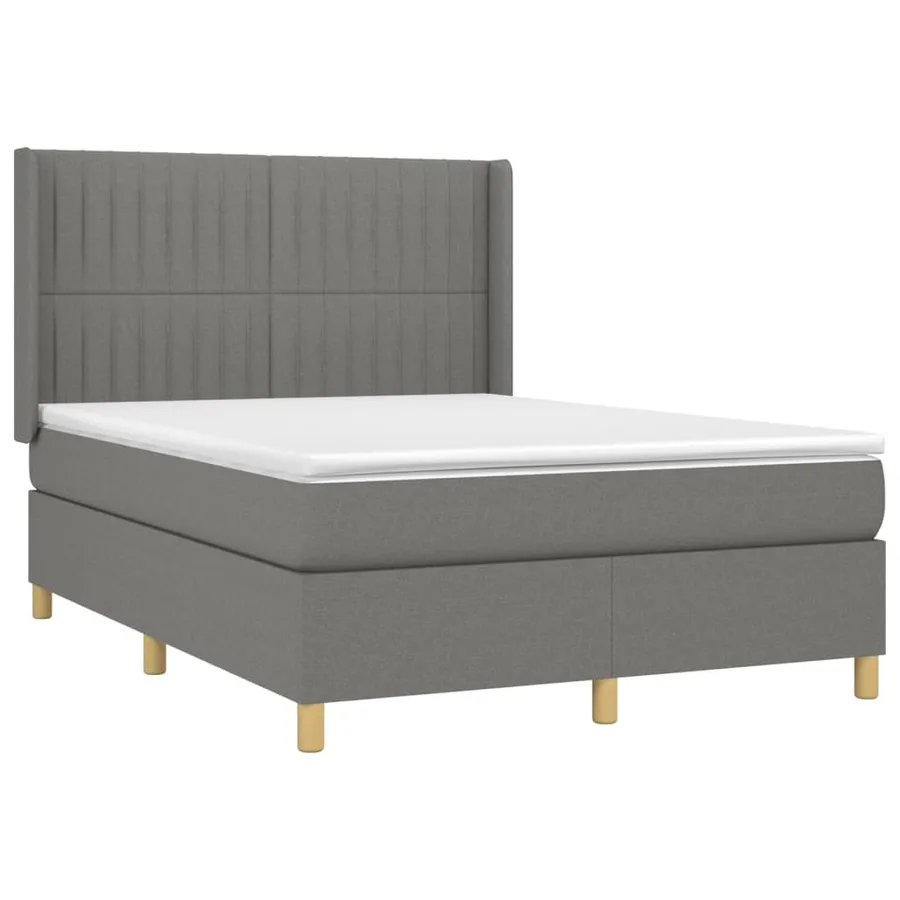 Sommier à lattes de lit avec matelas Gris foncé 140x190cm Tissu - 3
