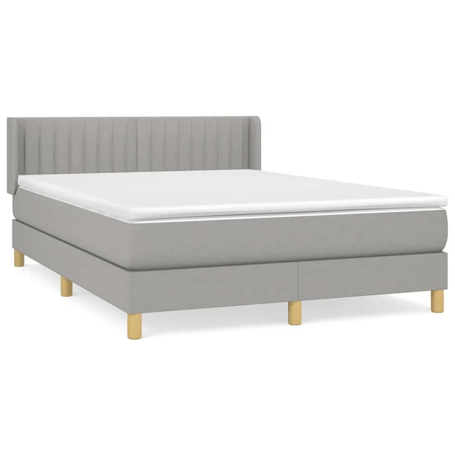 Sommier à lattes de lit avec matelas Gris clair 140x190cm Tissu - 2