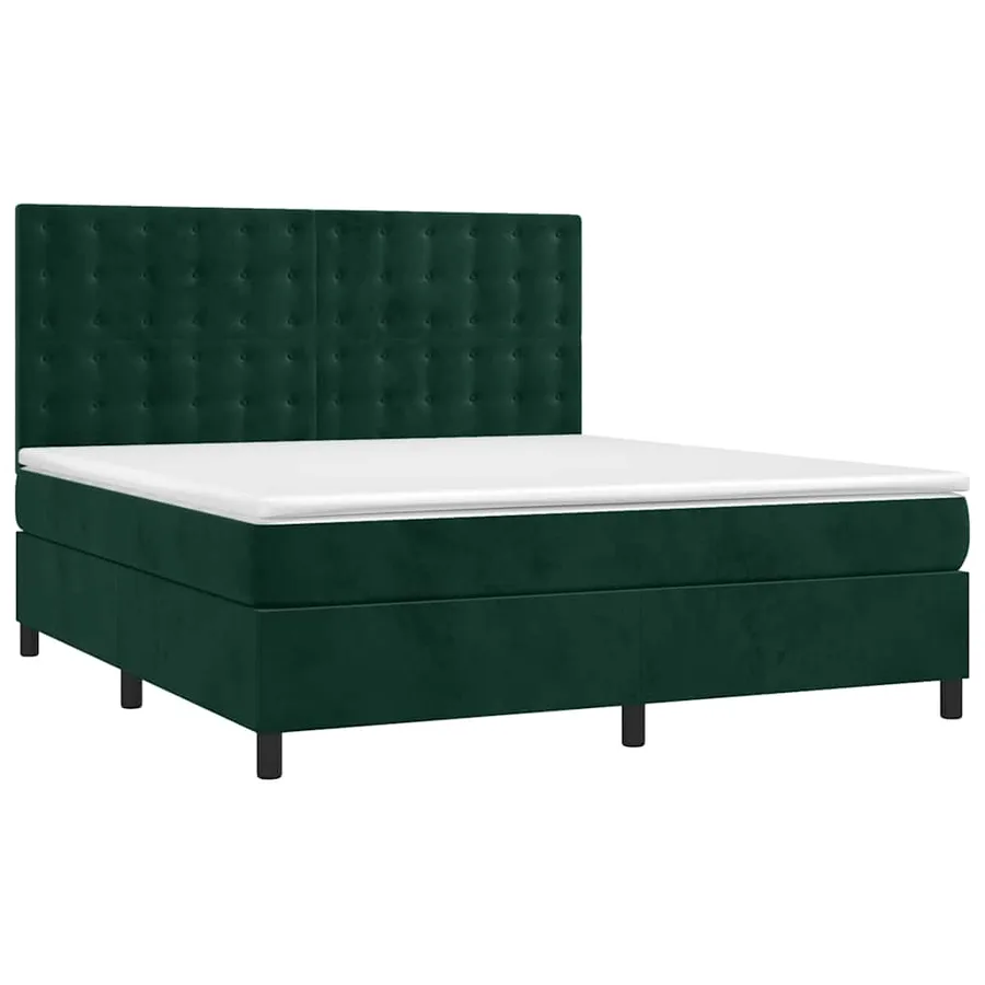 Sommier à lattes de lit matelas et LED Vert foncé 180x200 cm - 3