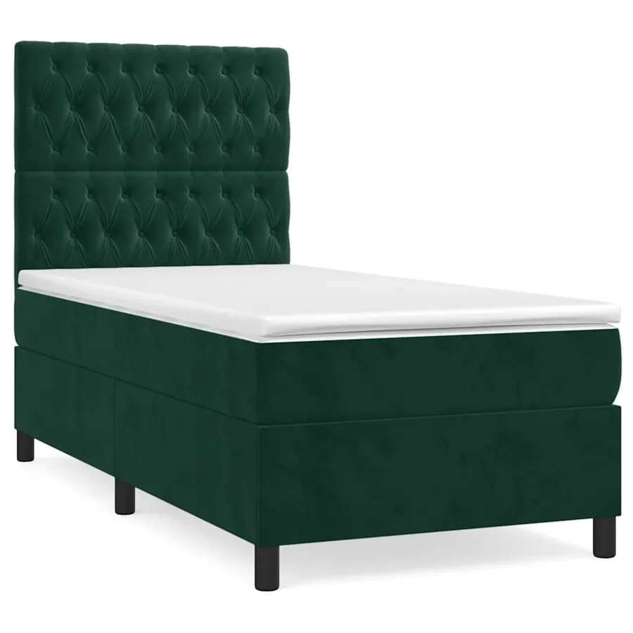 Sommier à lattes de lit avec matelas Vert foncé 100x200 cm - 2