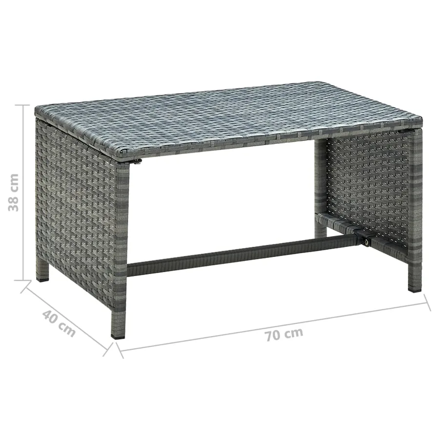 Table basse Anthracite 70x40x38 cm Résine tressée - 4