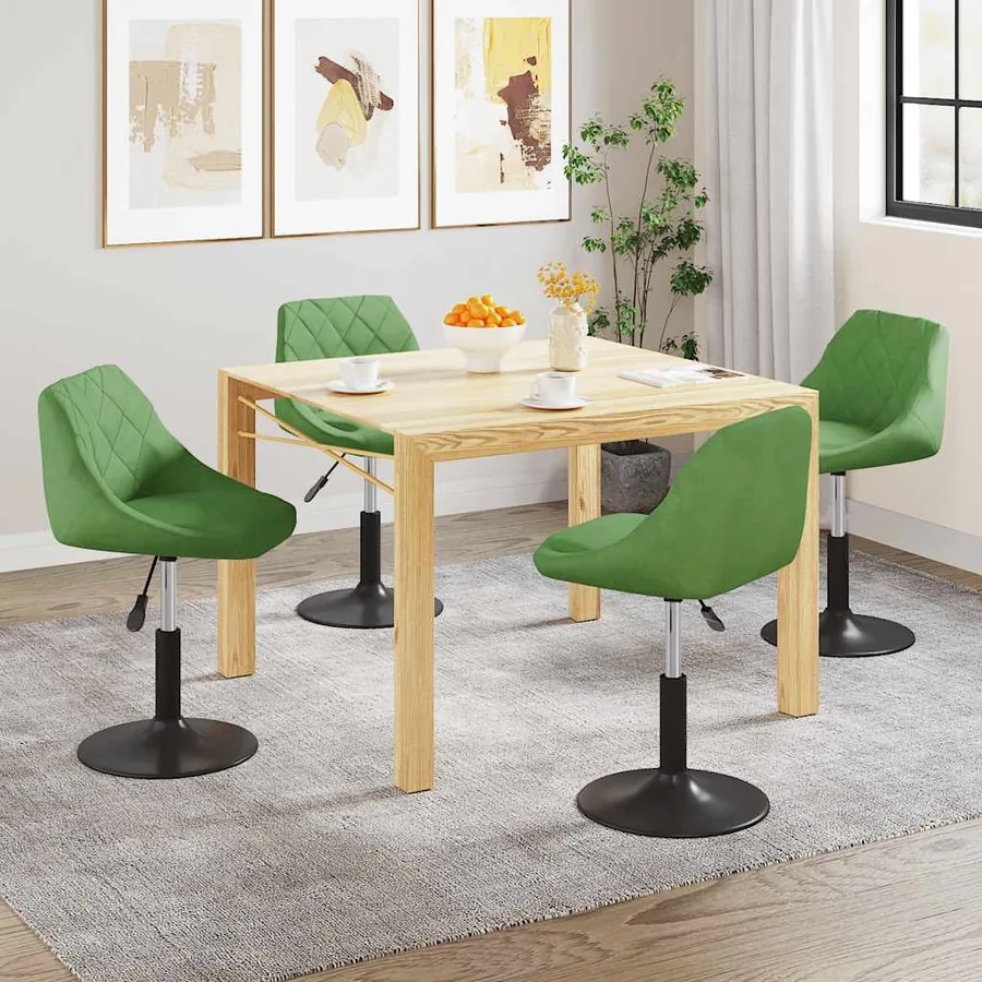 Chaises pivotantes à manger lot de 4 vert clair velours