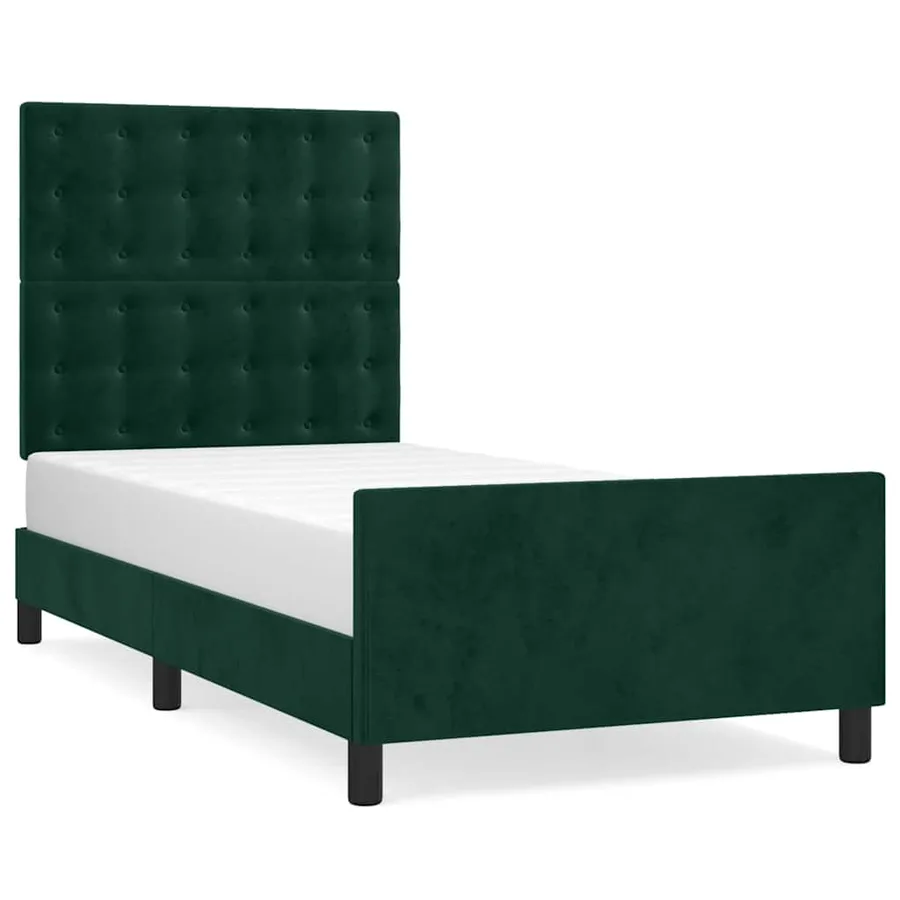 Cadre de lit sans matelas vert foncé 80x200 cm velours - 2