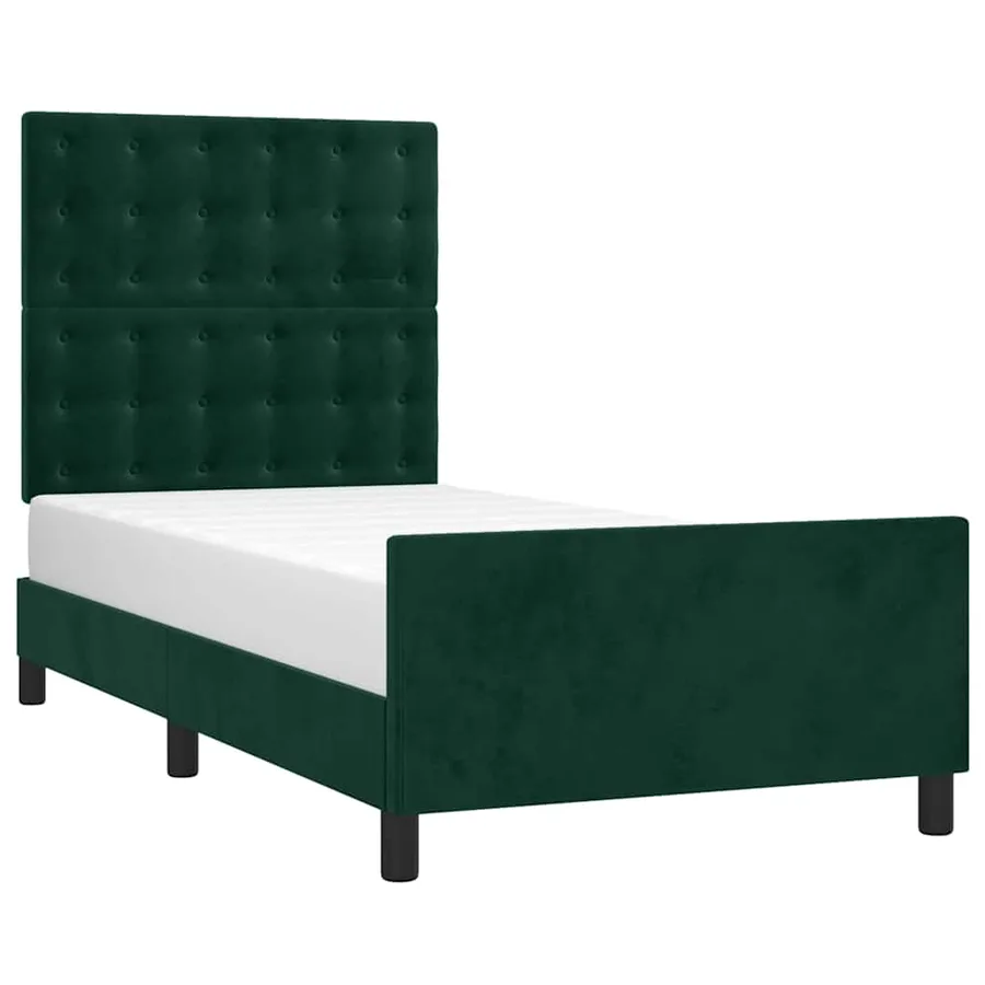 Cadre de lit sans matelas vert foncé 80x200 cm velours - 3
