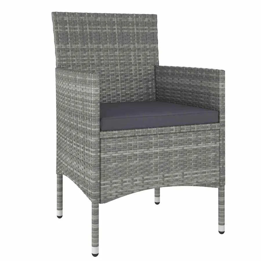 Ensemble de bistro jardin 5pcs Résine tressée verre trempé Gris - 3