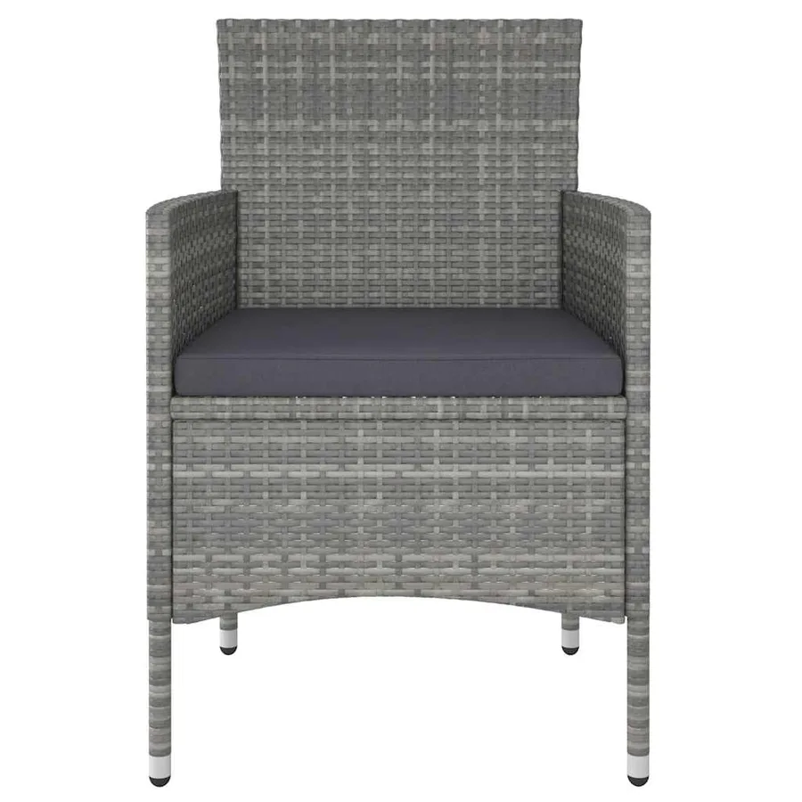Ensemble de bistro jardin 5pcs Résine tressée verre trempé Gris - 4
