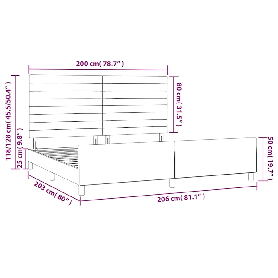 Cadre de lit sans matelas vert foncé 200x200 cm velours - 12
