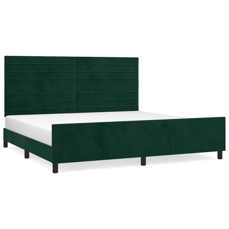 Cadre de lit sans matelas vert foncé 200x200 cm velours - 2