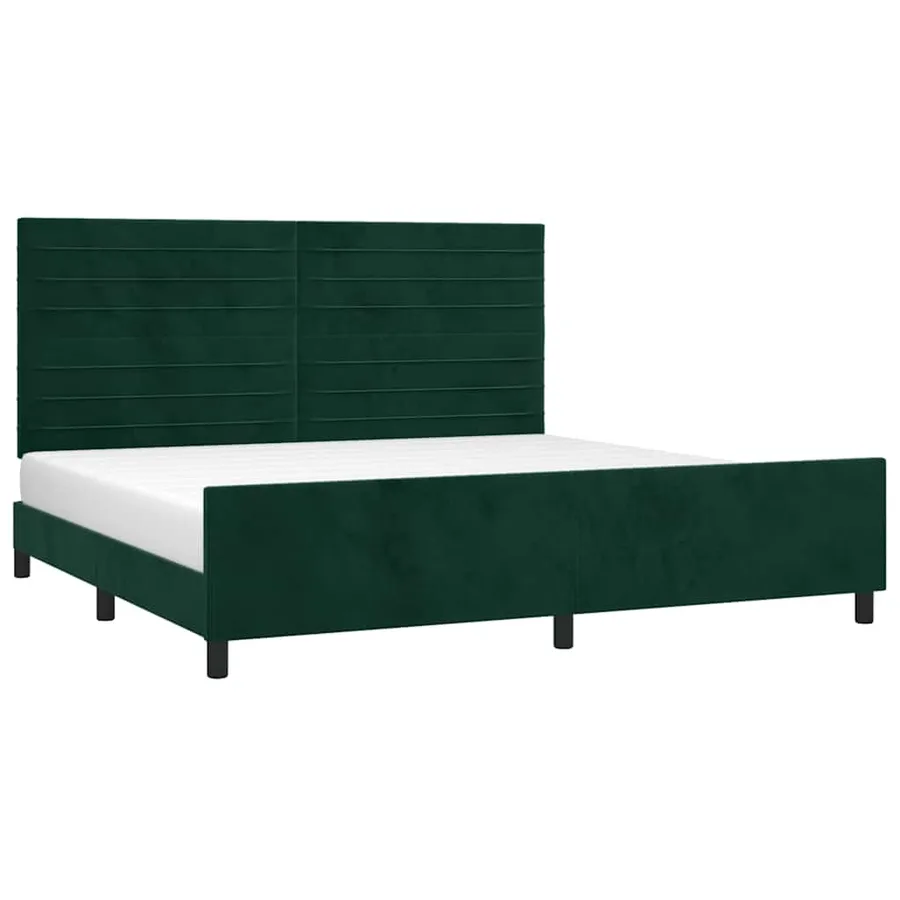 Cadre de lit sans matelas vert foncé 200x200 cm velours - 3