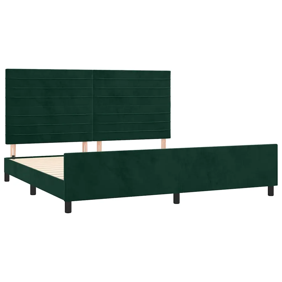 Cadre de lit sans matelas vert foncé 200x200 cm velours - 4