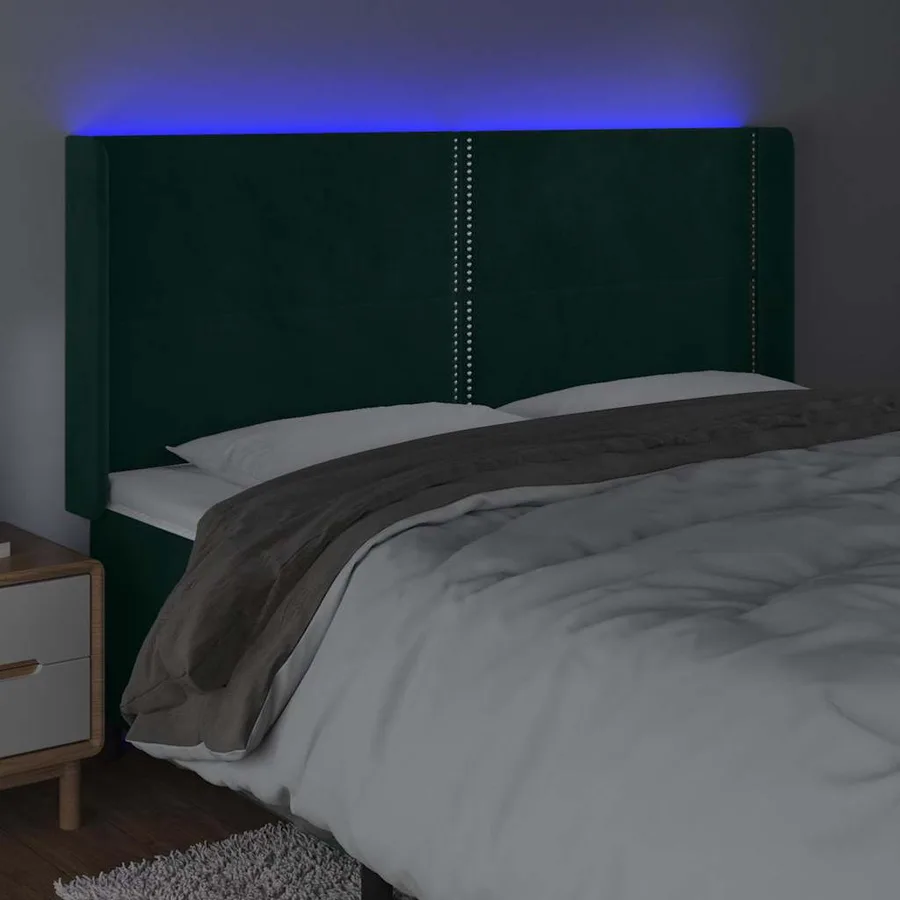 Tête de lit à LED Vert foncé 203x16x118/128 cm Velours - 4