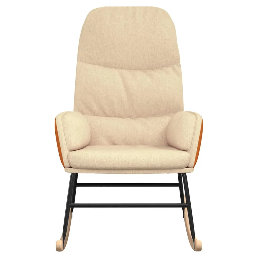 Chaise à bascule Blanc crème Tissu - 3